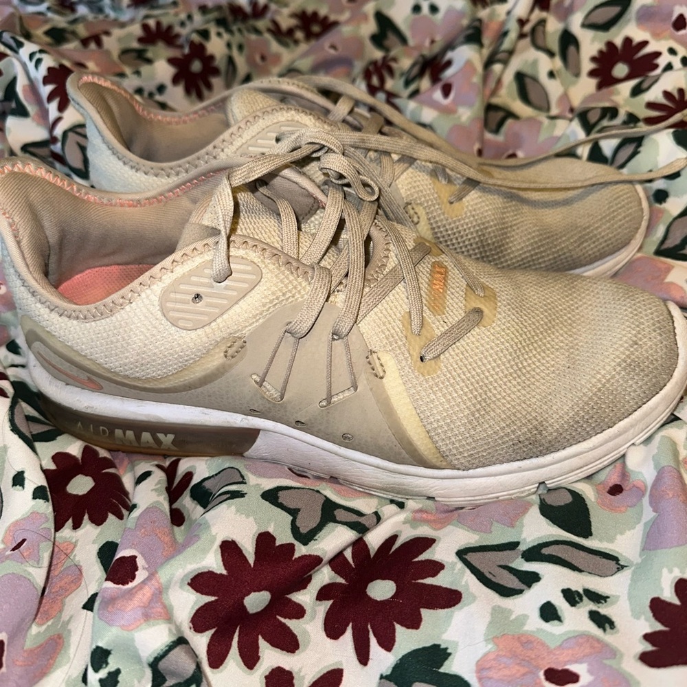 Nike Cream and Pink Athletic Shoes